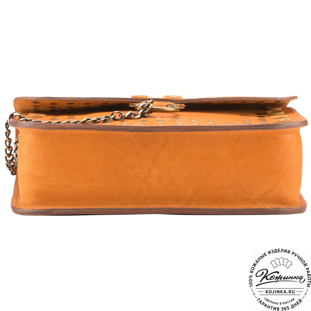 Женская кожаная сумка "Мариарт" (рыжая)