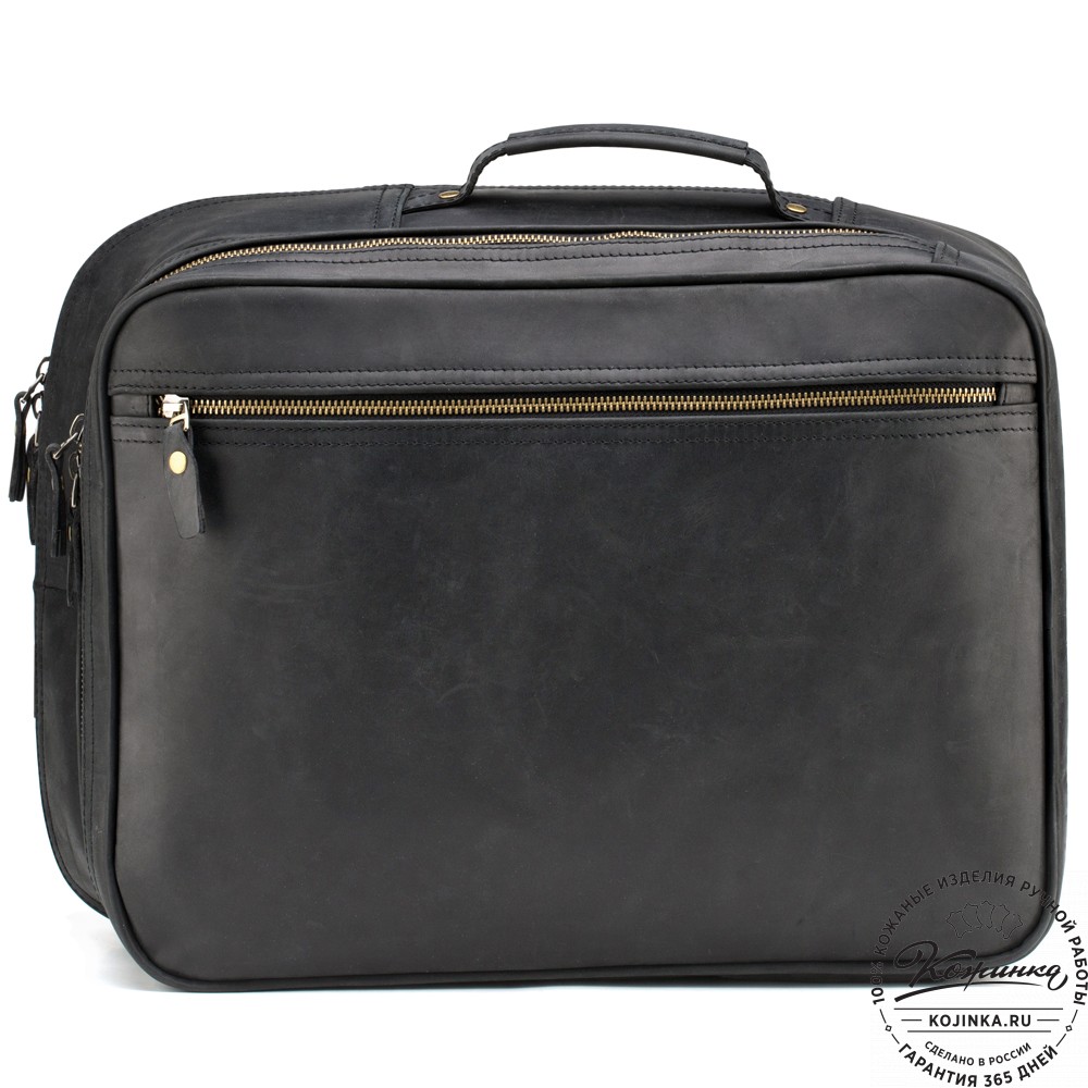 Кожаный рюкзак-сумка "Брюс" (чёрный) 