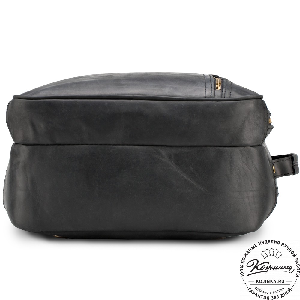 Кожаный рюкзак-сумка "Брюс" (чёрный) 