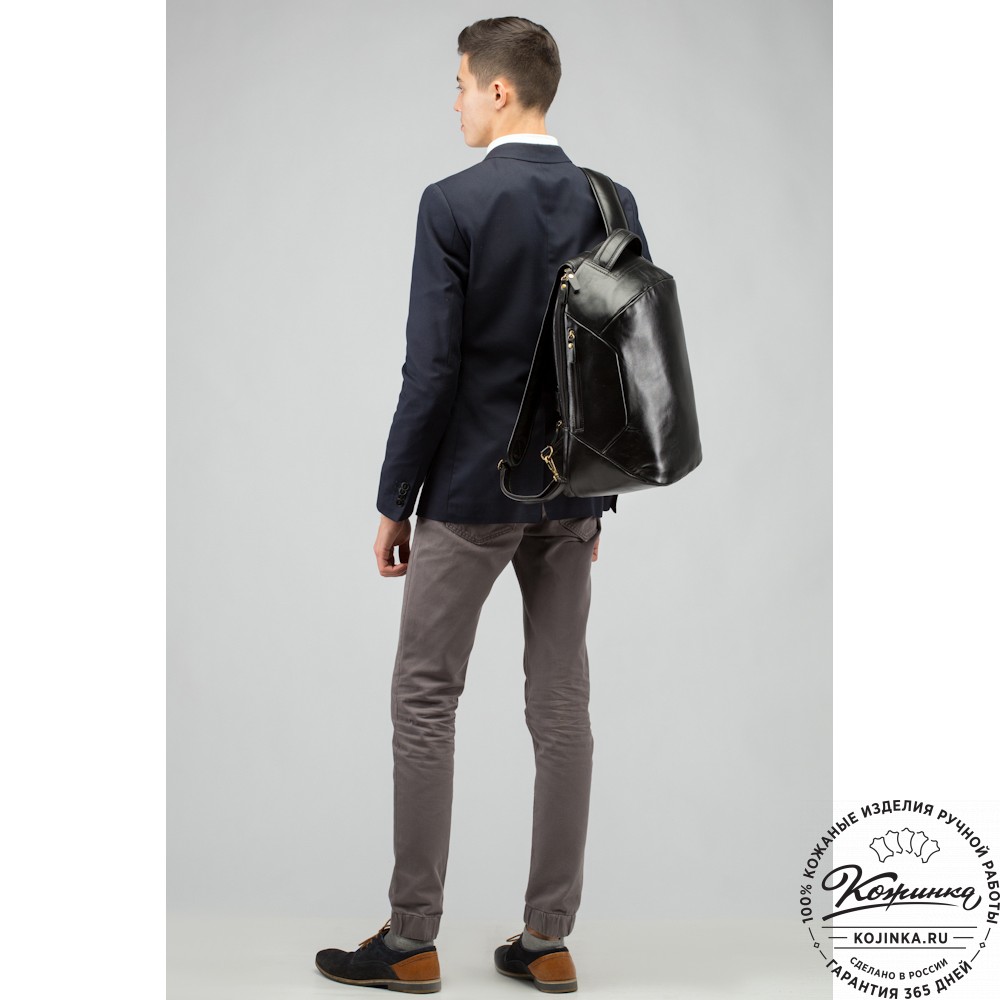 Кожаный рюкзак "Посейдон" (синий воск)