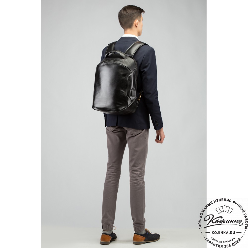 Кожаный рюкзак "Посейдон" (синий воск)