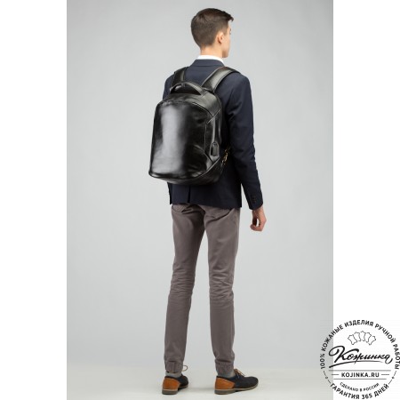 Кожаный рюкзак "Посейдон" (синий воск)