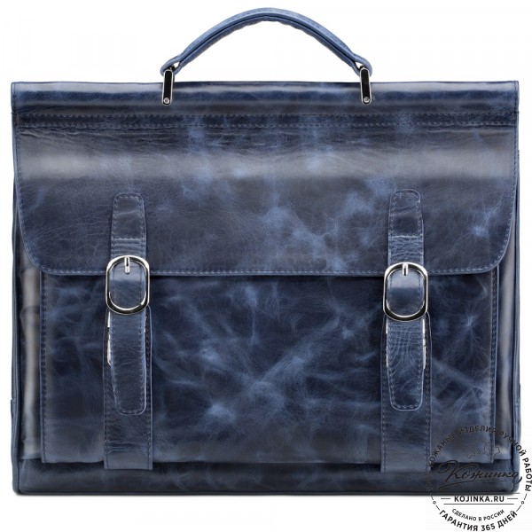 Кожаный портфель "Версаль" (cиний антик). фото 1