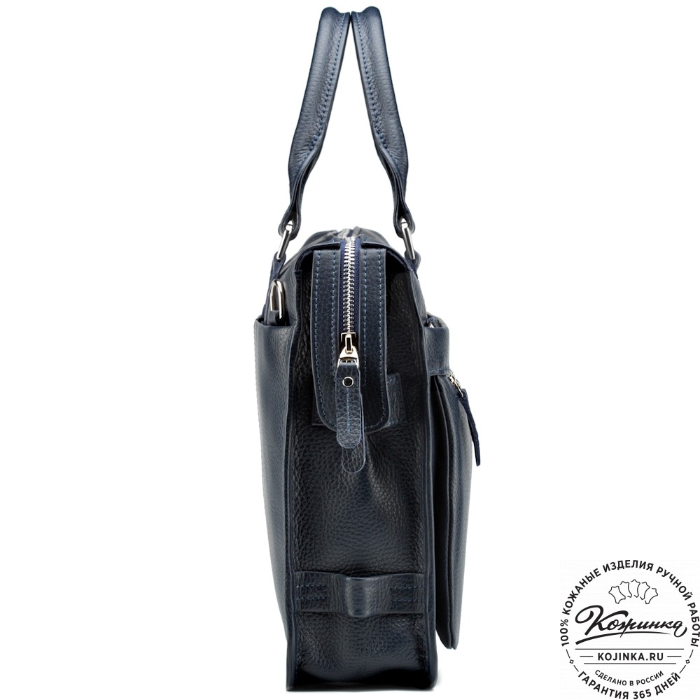 Кожаная деловая сумка "Вильямс" (синяя) 