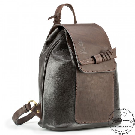 Женский кожаный рюкзак "Гейша" (тёмно-коричневый)