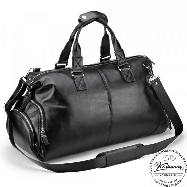 Кожаная дорожная сумка "Каркассон" (чёрная). фото 1