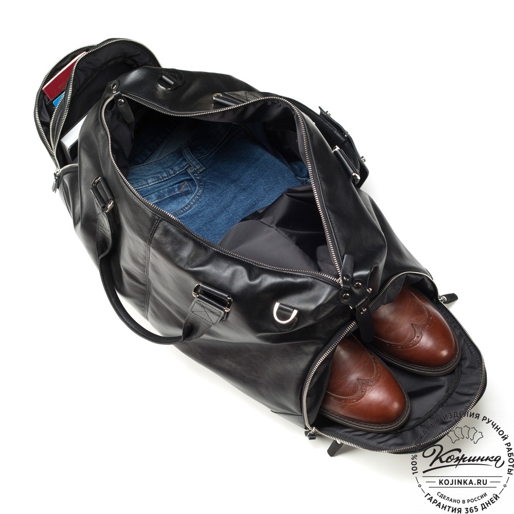 Кожаная дорожная сумка "Каркассон" (чёрная)