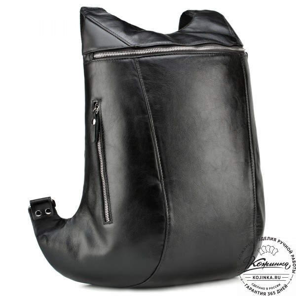 Кожаный рюкзак "Ургант" (чёрный). фото 1