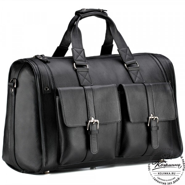 Кожаная дорожная сумка "Балтимор" (чёрная). фото 1