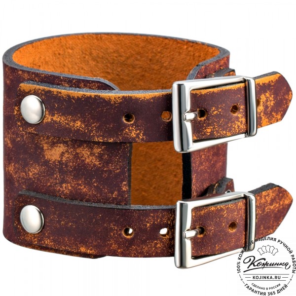 Кожаный браслет "Пэн" (коричневый эксклюзив). фото 1