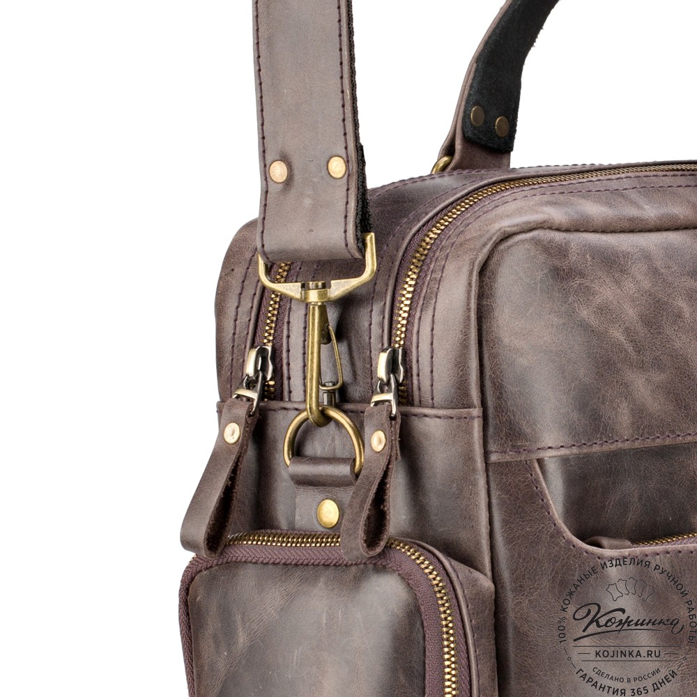 Кожаная деловая сумка для командировок "Бастилия" (тёмно-коричневый антик)