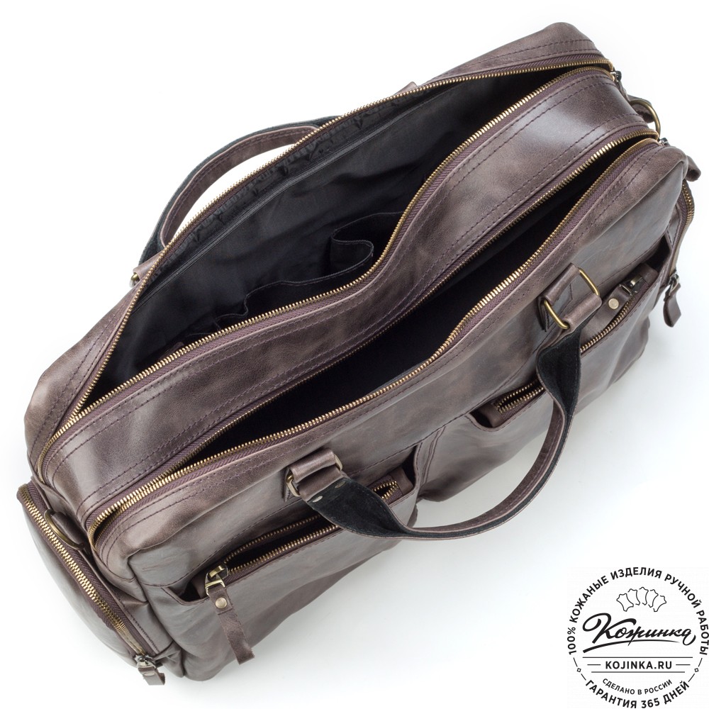 Кожаная деловая сумка для командировок "Бастилия" (тёмно-коричневый антик)
