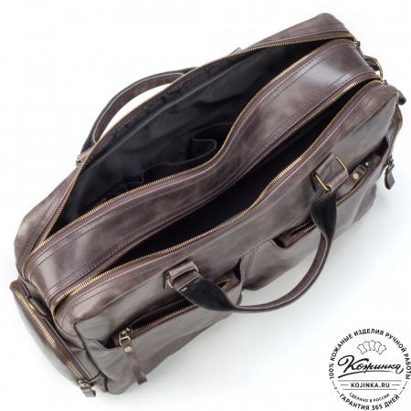 Кожаная деловая сумка для командировок "Бастилия" (тёмно-коричневый антик)
