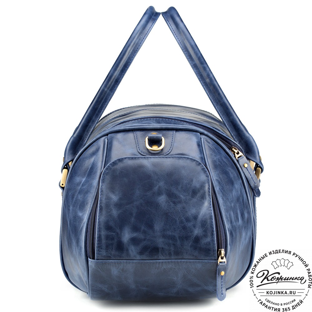 Кожаная дорожно-спортивная сумка "Дональд" (синий антик)