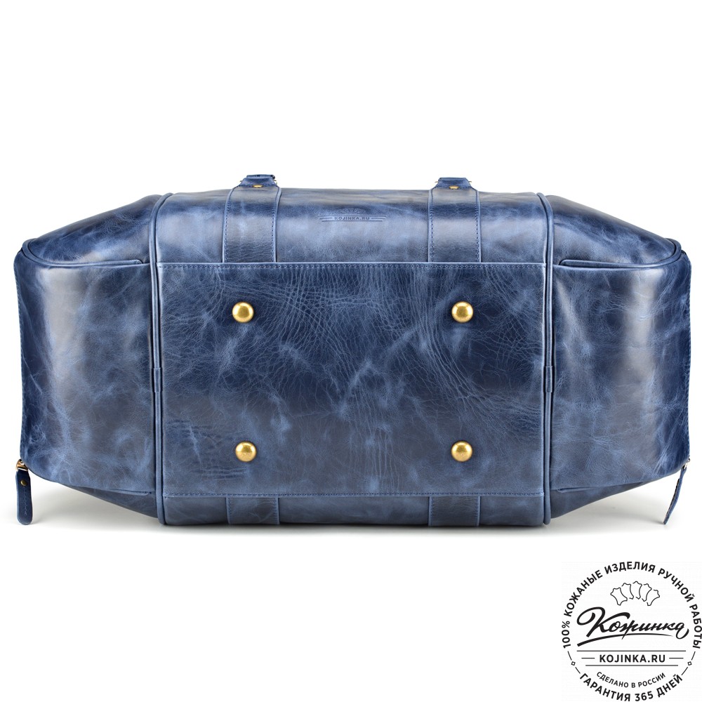 Кожаная дорожно-спортивная сумка "Дональд" (синий антик)