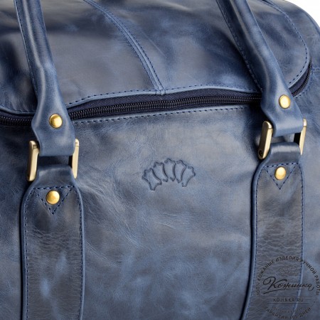 Кожаная дорожно-спортивная сумка "Дональд" (синий антик)