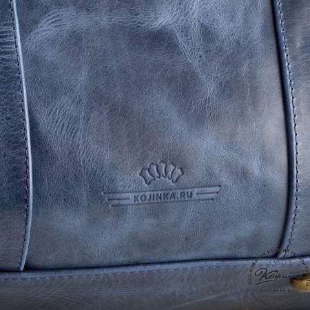 Кожаная дорожно-спортивная сумка "Дональд" (синий антик)