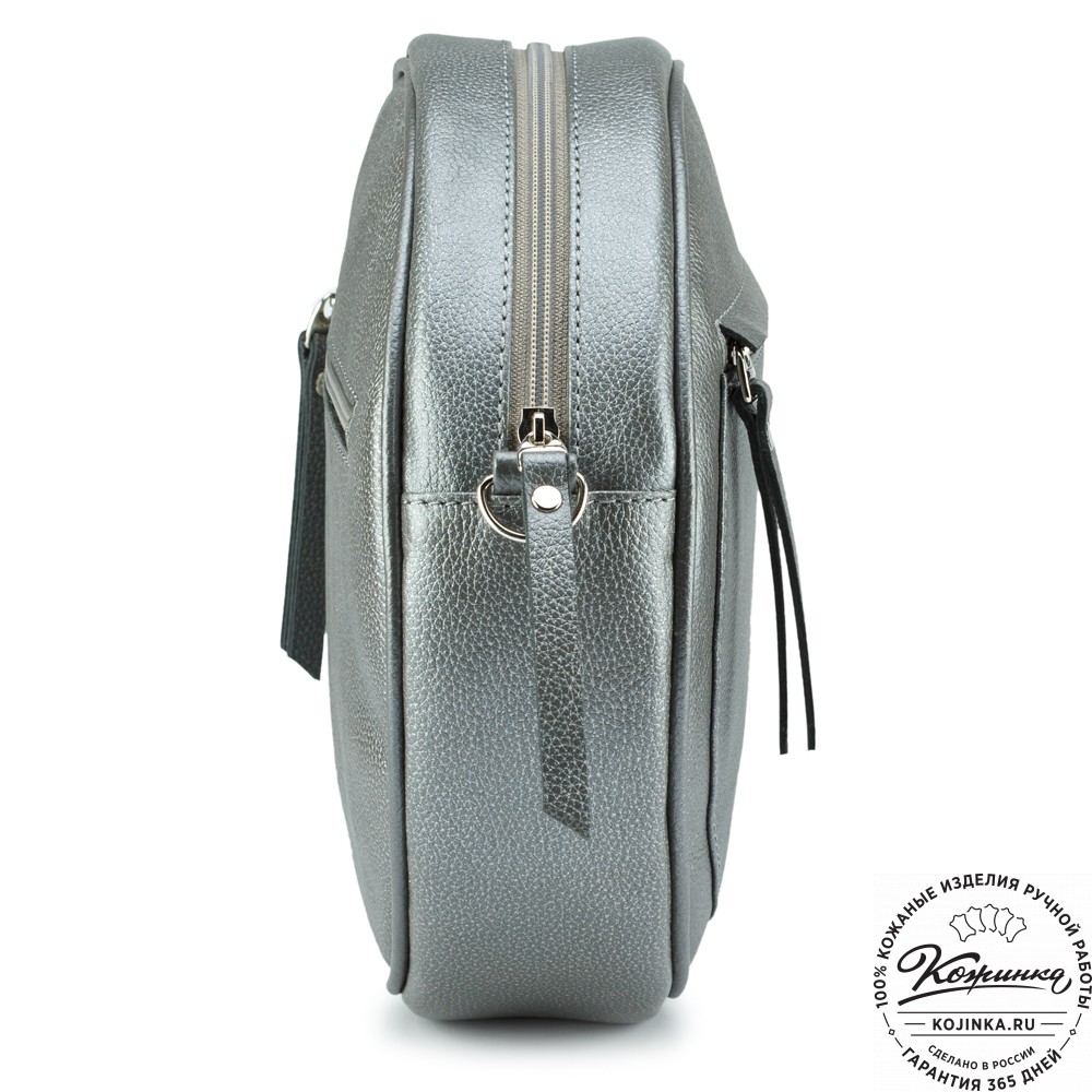 Женская кожаная сумка "Дарья" (серебро)