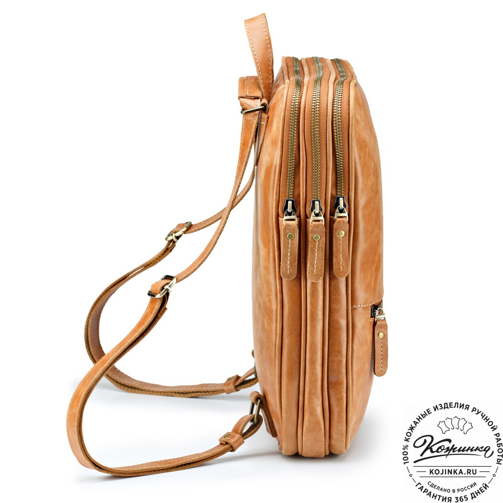 Кожаный рюкзак-сумка "Майя" (рыжий)