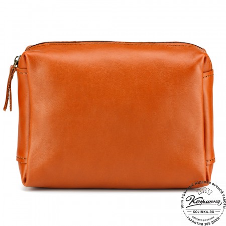 Кожаная косметичка "Прима" (рыжая)