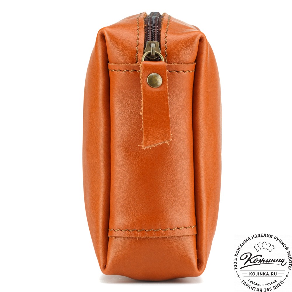 Кожаная косметичка "Прима" (рыжая)