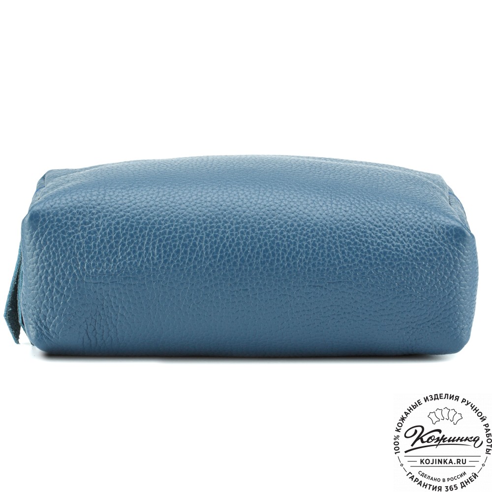 Кожаная косметичка "Прима" (синяя)