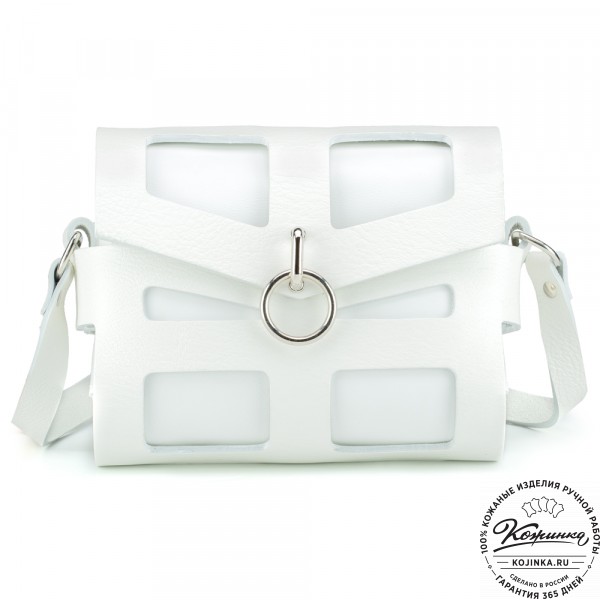 Женская кожаная сумка "Кортни" (белая) . фото 1