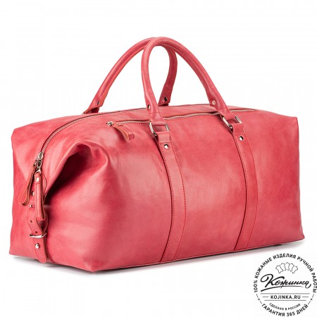 Кожаная дорожно-спортивная сумка Англия (красная)
