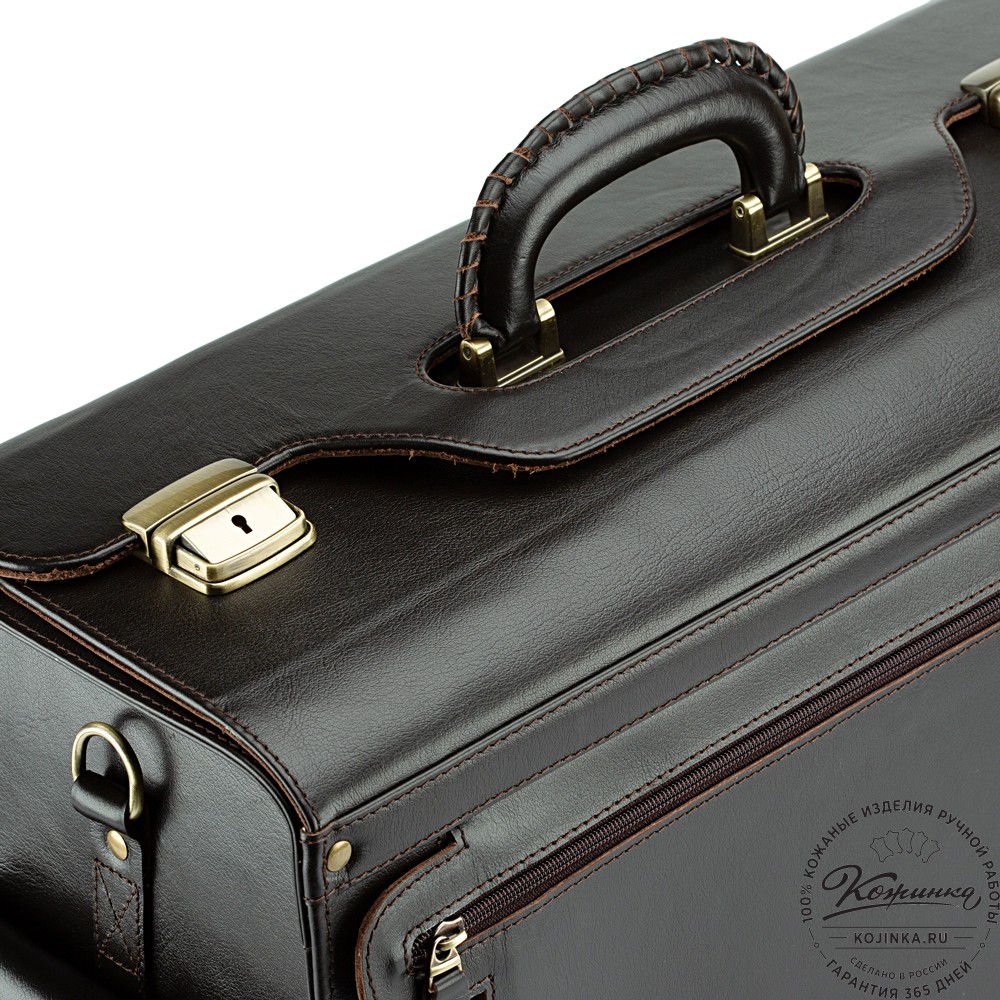 Кожаный портфель-кофр "Аркадий" (тёмно-коричневый)