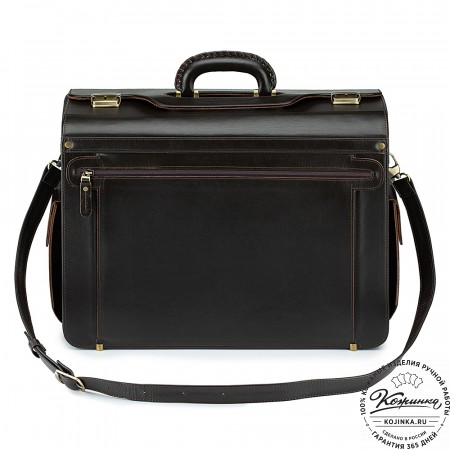 Кожаный портфель-кофр "Аркадий" (тёмно-коричневый)