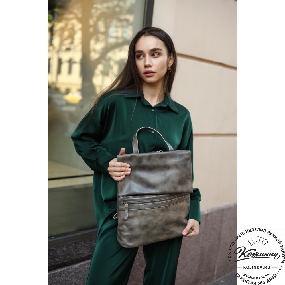 Кожаный рюкзак "Артемида" (синий)