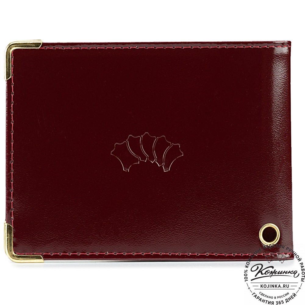 Кожаная обложка для удостоверения с окошком (бордовая)