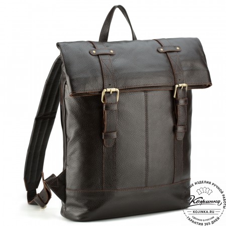 Кожаный рюкзак "Бэнжамин" (тёмно-коричневый)