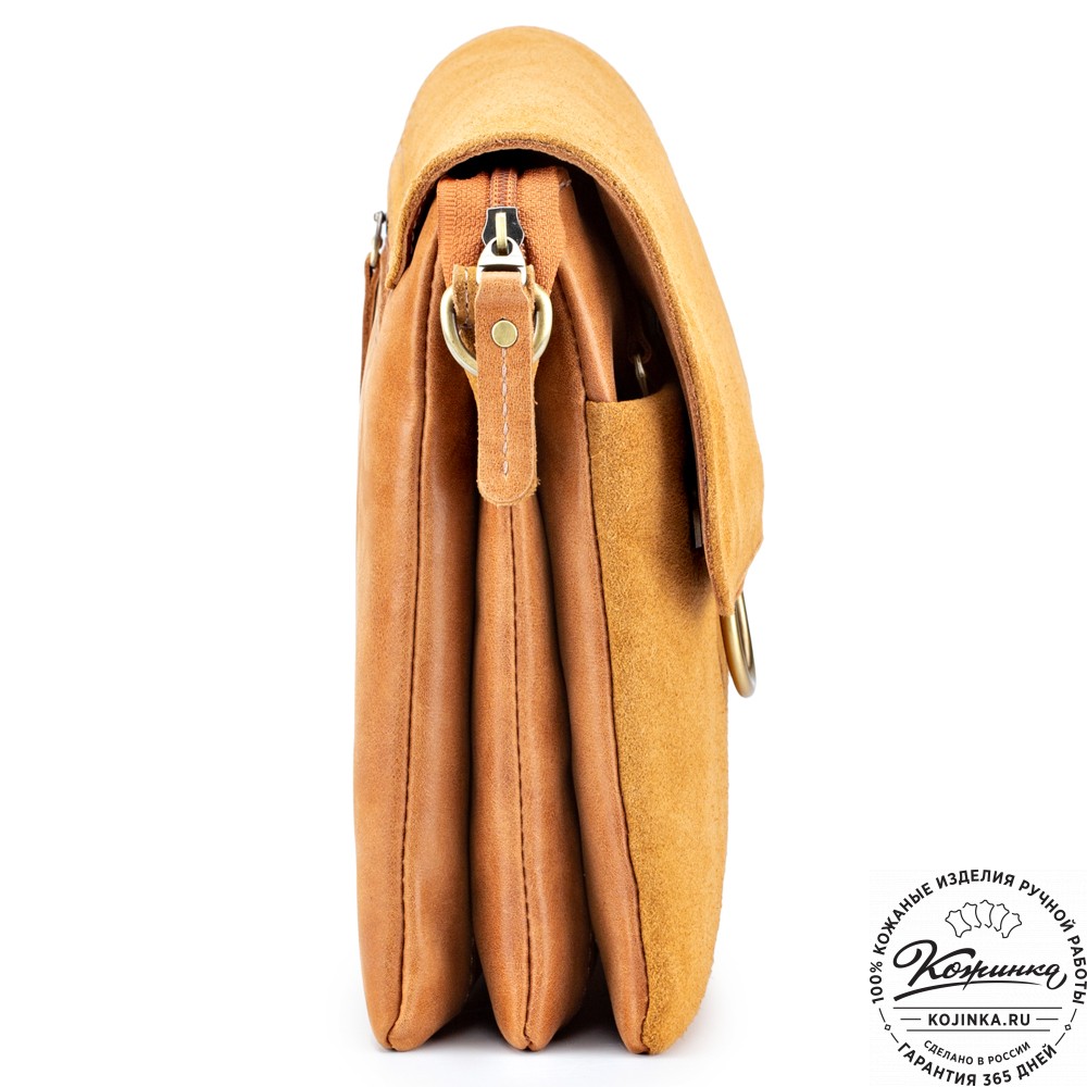 Женская сумка из кожи и замши  "Мишель" (рыжая)