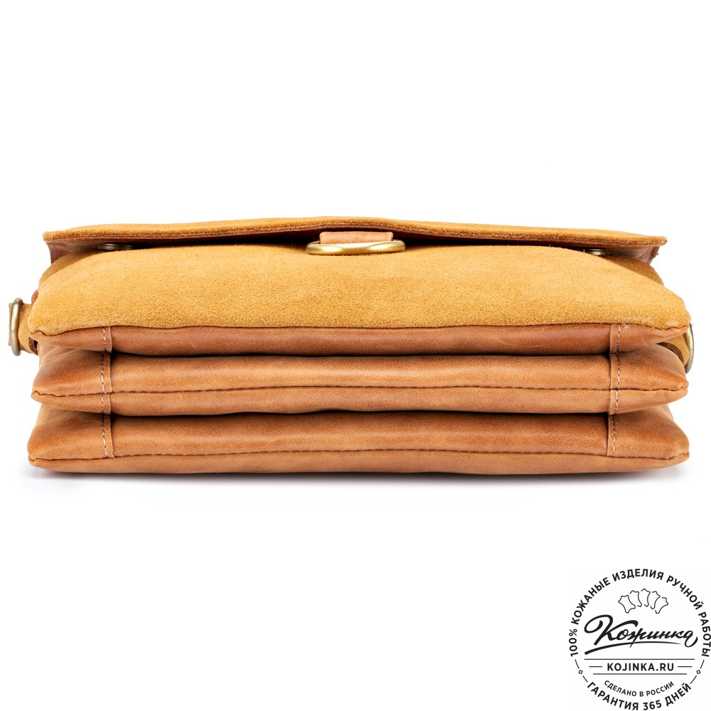 Женская сумка из кожи и замши  "Мишель" (рыжая)