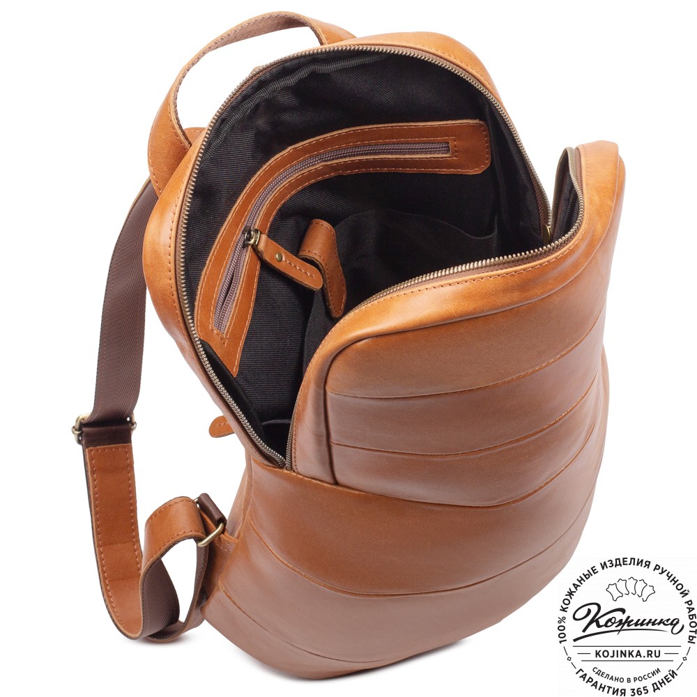 Кожаный рюкзак "Беверли" (рыжий)