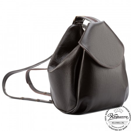 Кожаный рюкзак-сумка "Микки" (тёмно-коричневый)