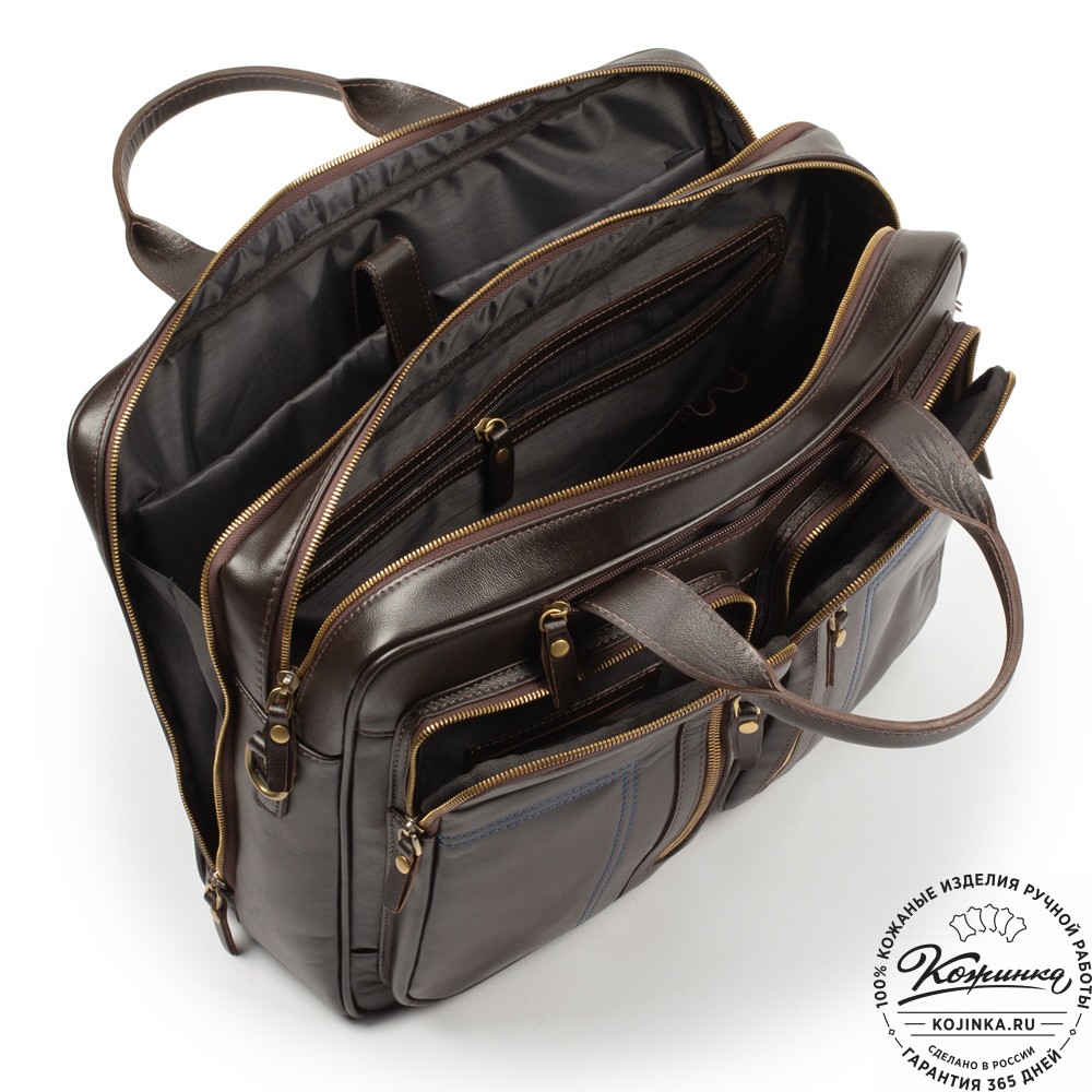 Кожаная деловая сумка "Максимилиан" (темно-коричневая)