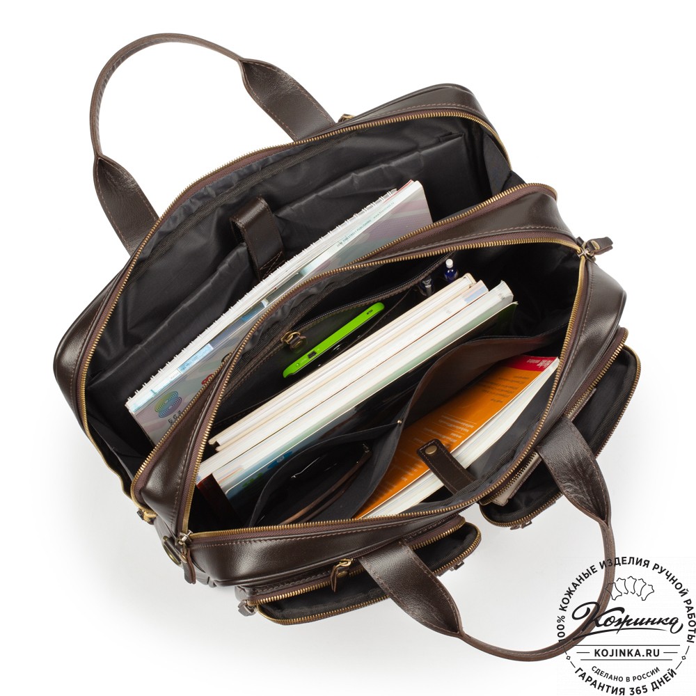 Кожаная деловая сумка "Максимилиан" (темно-коричневая)