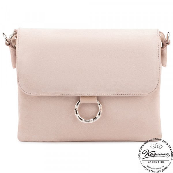Женская сумка из кожи и замши "Мишель" (бежевая). фото 1