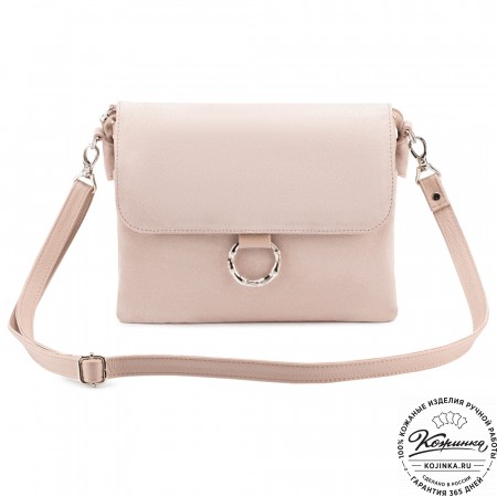 Женская сумка из кожи и замши "Мишель" (бежевая)