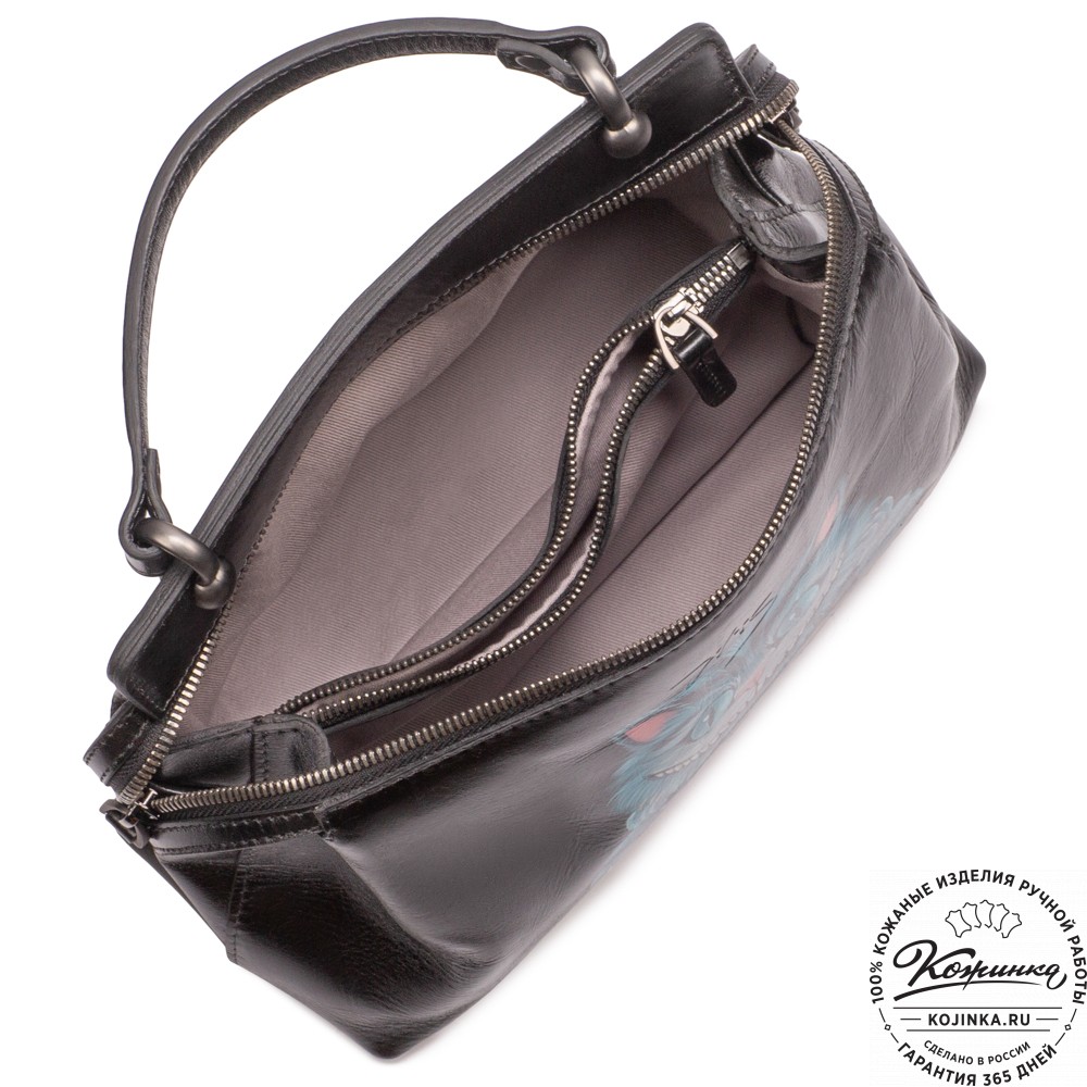 Женская кожаная сумка "Орнелла" "Чешир за чаем" 