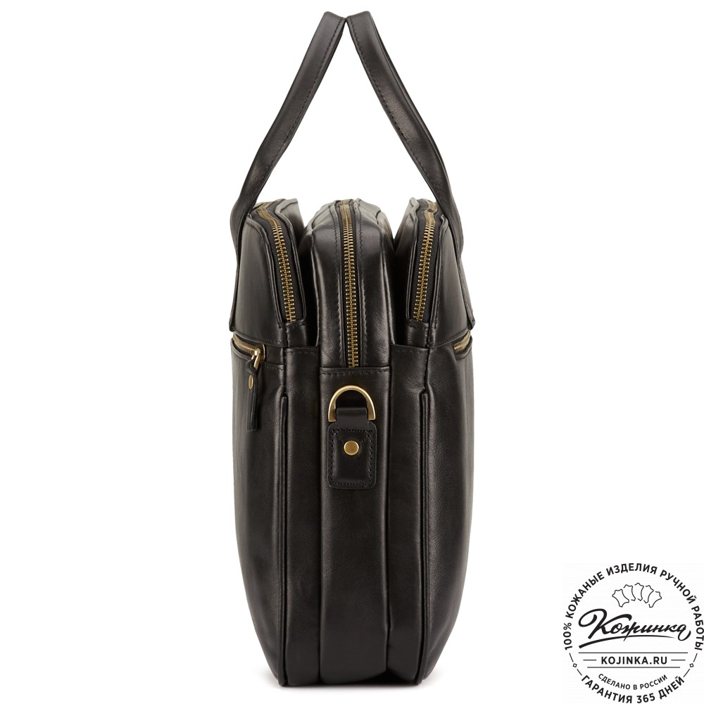 Кожаная деловая сумка "Густав" (чёрная)