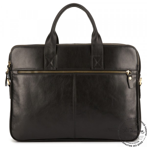 Кожаная деловая сумка "Густав" (чёрная). фото 1