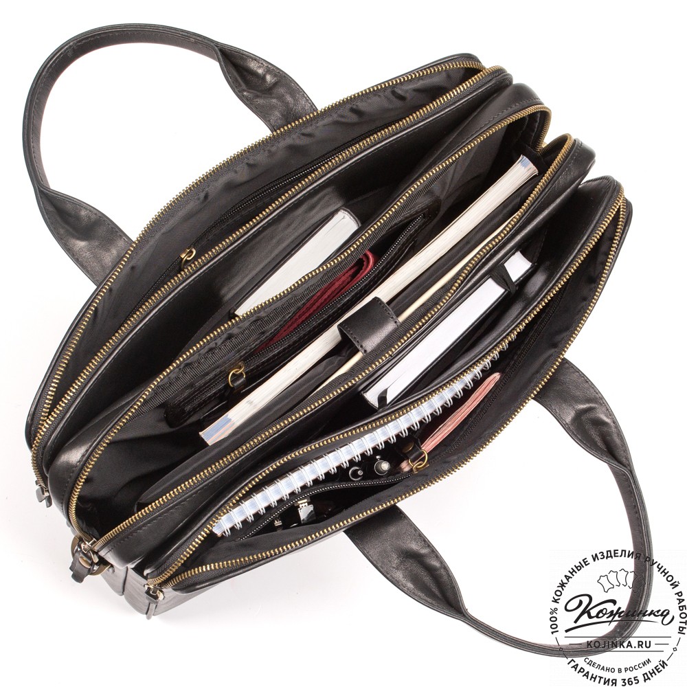 Кожаная деловая сумка "Густав" (чёрная)