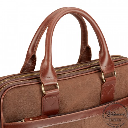 Деловая кожаная сумка "Рудольф" (коричневый крейзи фактура)