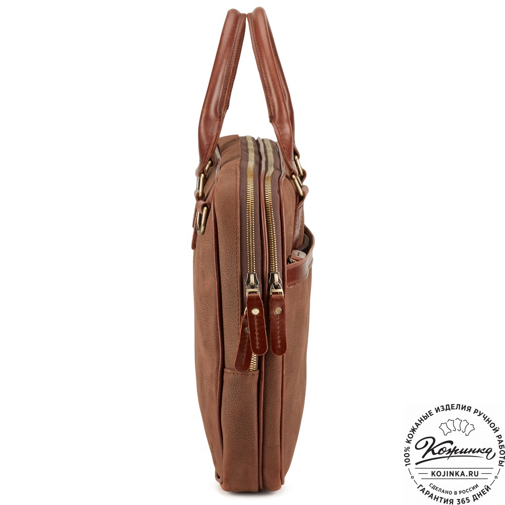 Деловая кожаная сумка "Рудольф" (коричневый крейзи фактура)