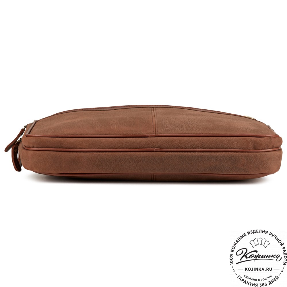 Деловая кожаная сумка "Рудольф" (коричневый крейзи фактура)