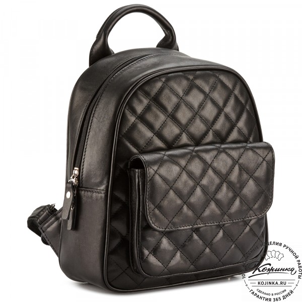 Женский кожаный рюкзак "Гермиона" (чёрный). фото 1