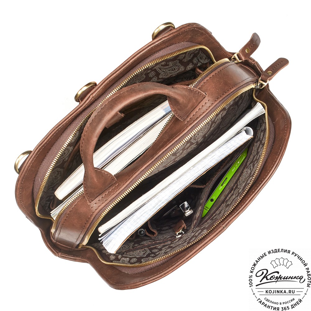 Женский кожаный рюкзак-сумка "Греция" (коричневая гладкая кожа)